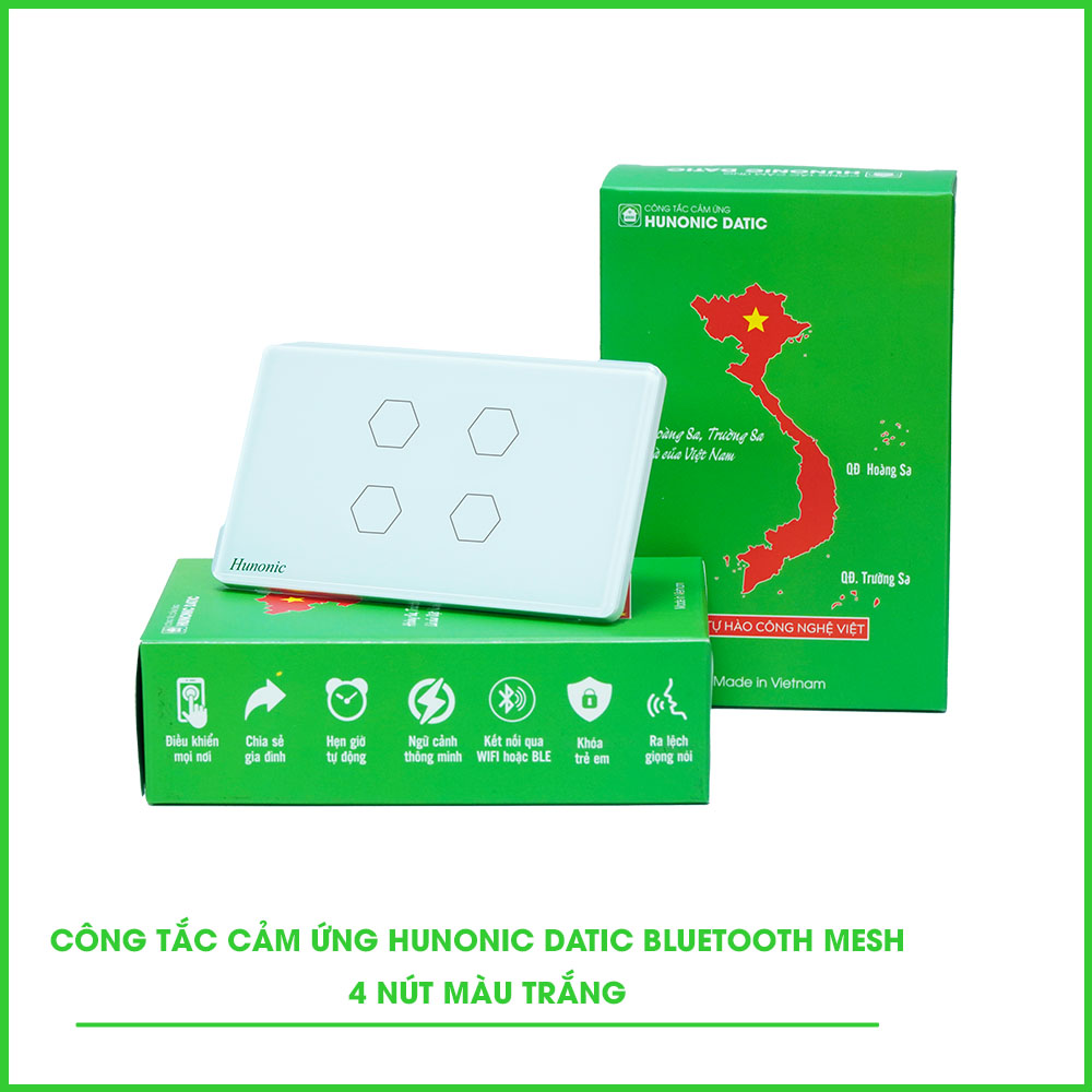 Công Tắc Cảm Ứng 4 Nút BLE Mesh Hunonic Datic