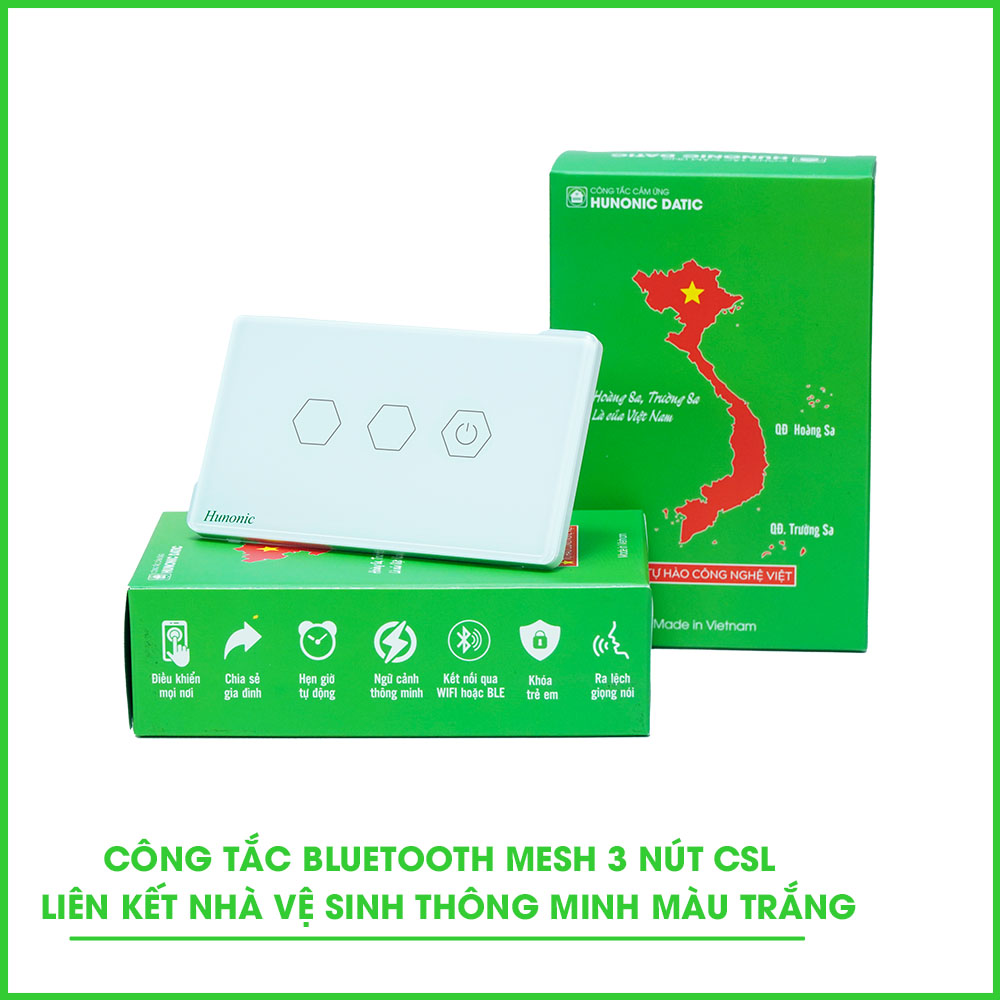 Công Tắc 3 Nút BLE Mesh Liên Kết Nhà Vệ Sinh Thông Minh