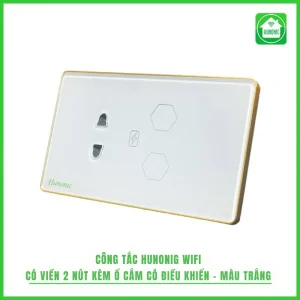 Công Tắc Cảm Ứng Wifi Hunonic Hình Chữ Nhật Viền Vàng 2in1