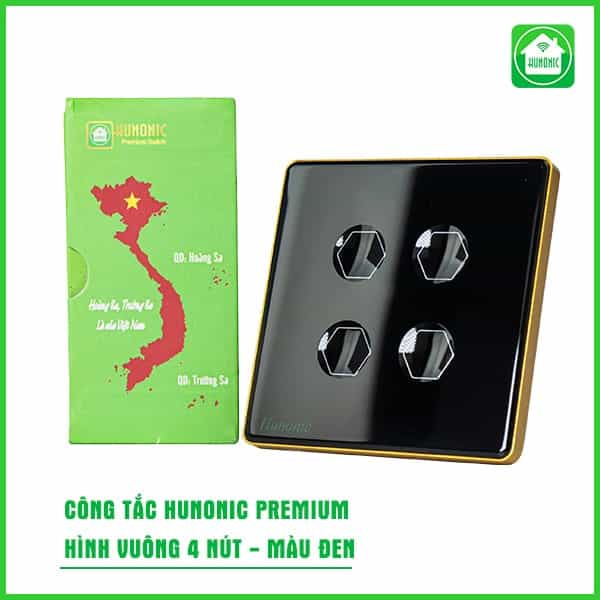Công Tắc Cảm Ứng Hunonic BLE Premium Hình Vuông 4 Nút