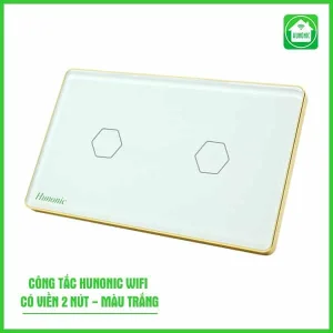 Công Tắc Cảm Ứng Wifi Hunonic Hình Chữ Nhật Viền Vàng 2 Nút