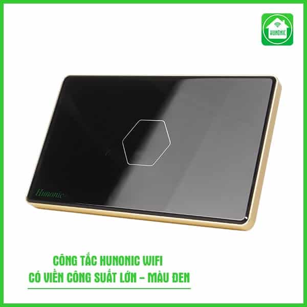 Công Tắc Cảm Ứng Wifi Hunonic Hình Chữ Nhật Viền Vàng CLS
