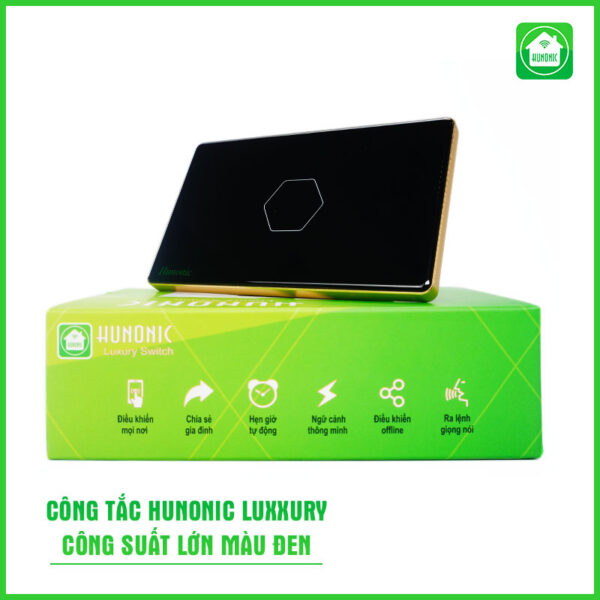 Công Tắc Hunonic BLE Luxury Hình Chữ Nhật Viền Vàng CSL